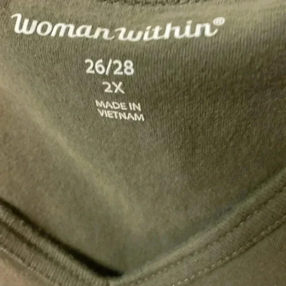 Woman Within Mock Turtleneck Holly Berry & Hunter Green‎ 2X  Pullover Blouse